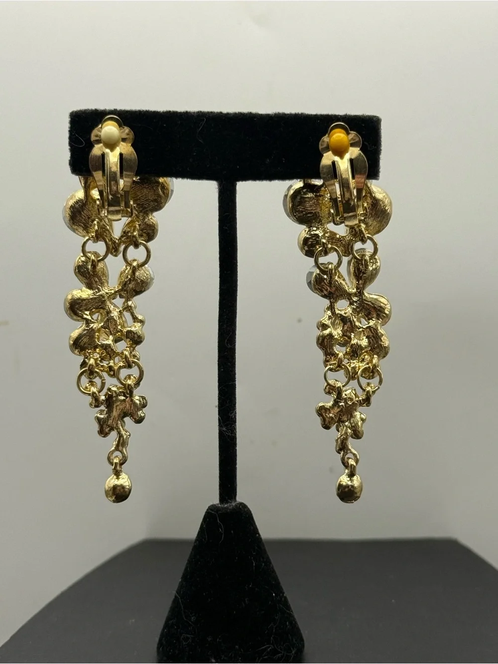 Aurora Crystal Cascade Statement Drop Clip Earrings Iridescent